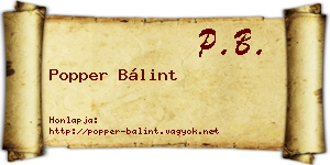 Popper Bálint névjegykártya